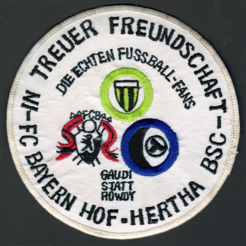 Aufnäher FC BAYERN HOF - HERTHA BSC (Durchmesser ca. 11cm)