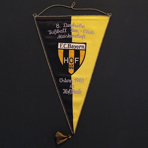 Wimpel zur 8. Deutschen Fußball Fan-Club Meisterschaft 1981 in Hof, Leihgabe von Horst Geusser