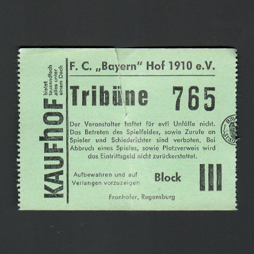Grüne Au: Tribünenkarte